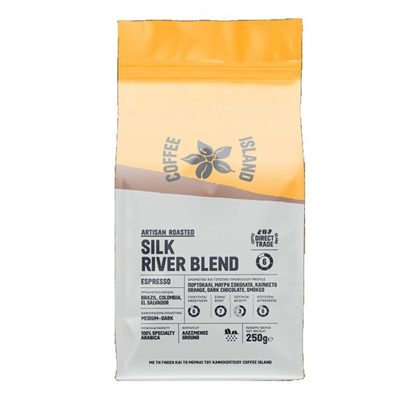 COFFEE ISLAND, ESPRESSO SILK RIVER BLEND, (GRINDED), 100% Specialty Arabica espresso blend, 250g (Best before 03/2026) - Image 1