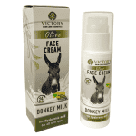 VICTORY, Face Cream "Donkey Milk", Greek, 100% Natural Ingredients with Hyaluronic Acid, Vitamins A&E, Organic Olive Oil, 24h, for all skin types, 50ml