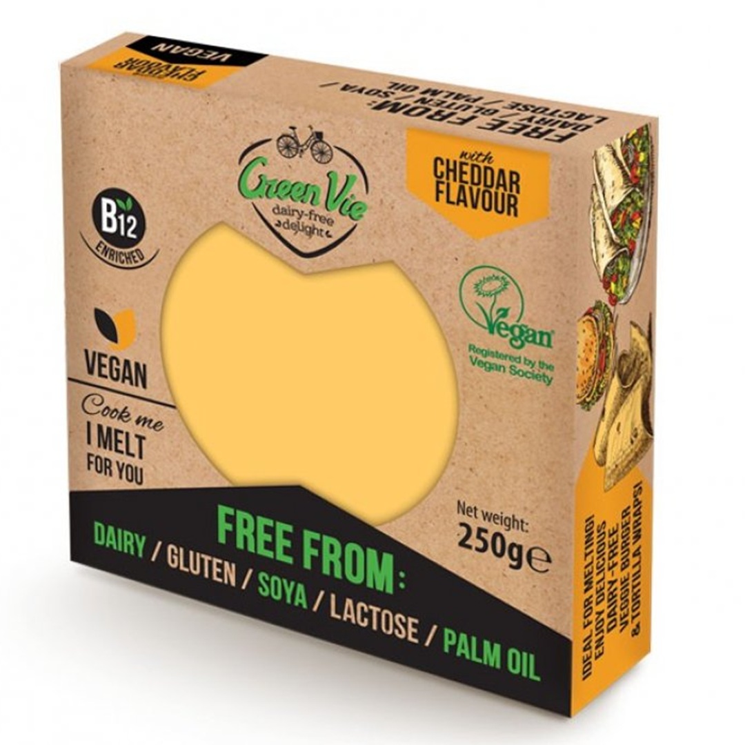 GREEN VIE, Plant Based Cheese with Cheddar Flavour, 250g (Best before 12/11/2026)