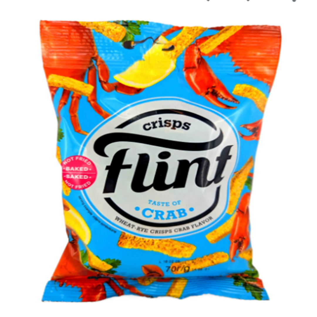 FLINT, Wheat Rye Crisps with Crab Flavor, 70g (Best before 08/02/2027)